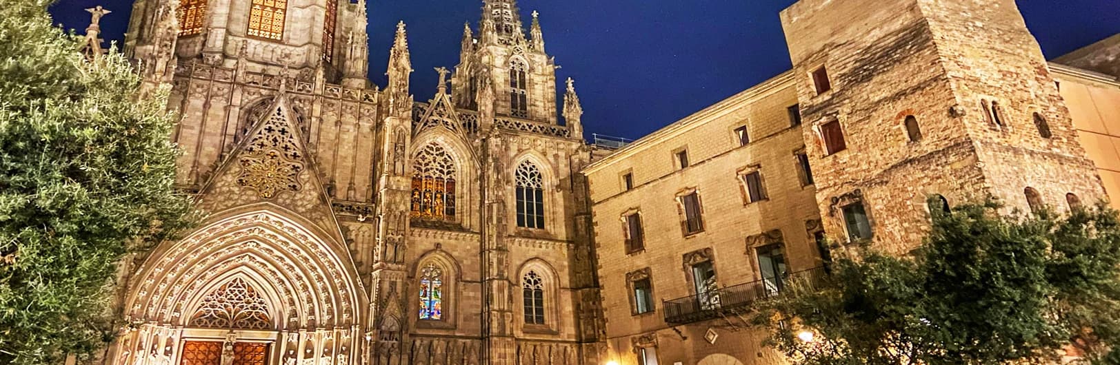 Gothic Quarter Barcelona Spain 2025 - Barri Gòtic medieval streets, Barcelona Cathedral, Roman ruins and historic boutique hotels