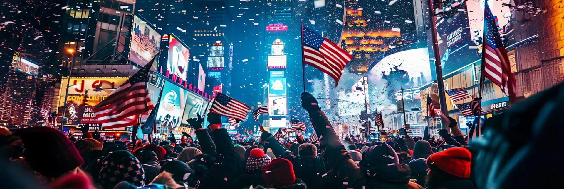 Times Square New York City ball drop New Year's Eve celebration with crowds and lights