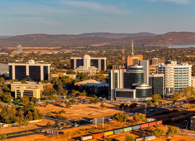 Botswana in November 2025 - green season safari in Okavango Delta with elephants and baby animals in lush grass, Chobe River wildlife viewing, dramatic thunderstorm skies over African savanna, emerald season photography perfect for shoulder season travel