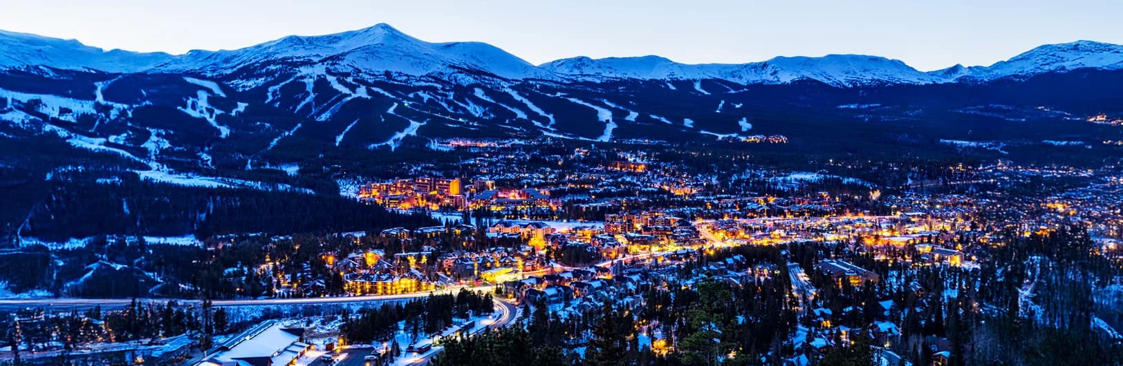 Breckenridge Colorado ski resort 2025/26 - Epic Pass skiing on five peaks, historic Victorian Main Street, highest chairlift in North America at 12,840 feet, authentic mining town with 2,908 acres