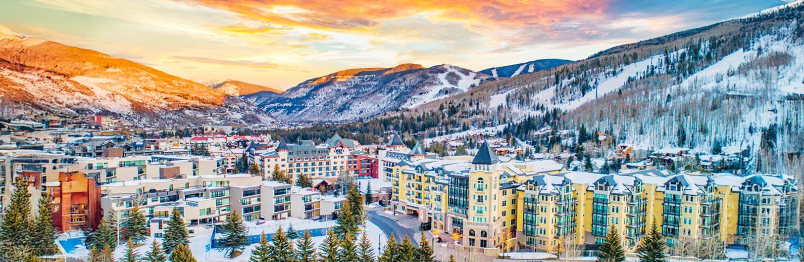 Vail ski resort Colorado 2025/26 - Epic Pass skiing with legendary Back Bowls powder, European-style pedestrian village, 5,317 acres of terrain, and world-class Rocky Mountain winter sports vacation