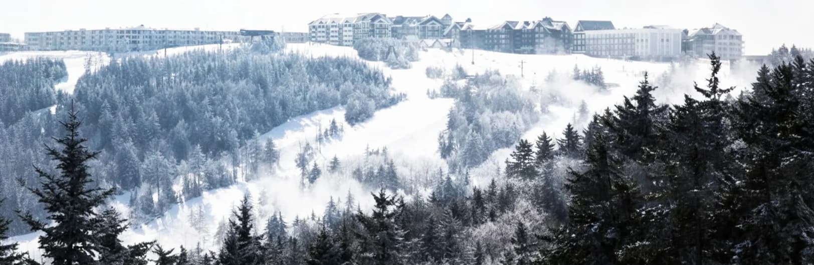 Snowshoe Mountain West Virginia 2026/27 Ikon Pass resort - highest Mid-Atlantic ski resort at 4,848 ft elevation, budget-friendly East Coast skiing with 257 acres and 61 trails, 100% snowmaking coverage, Allegheny Mountains location accessible from DC Charlotte Raleigh, ski-in/ski-out village lodging