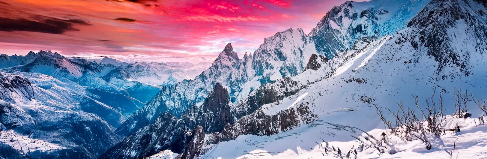Courmayeur ski resort at foot of Mont Blanc in Aosta Valley with cobblestone village streets, designer boutiques, Italian Alps slopes and Skyway Monte Bianco cable car